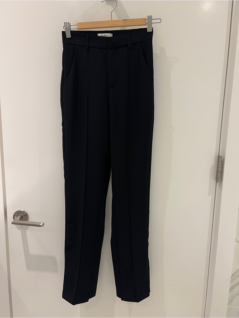 High-rise Black Split Hem Pants